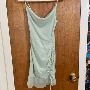 sage green mesh dress